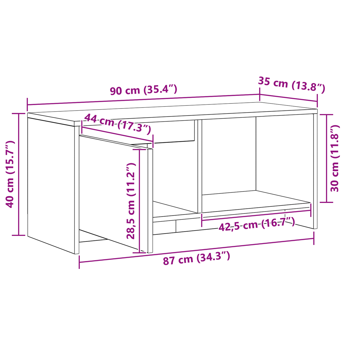 vidaXL TV-Schrankset Wandmontiert Schwarz Eichen-Optik 90 x 35 x 40 cm