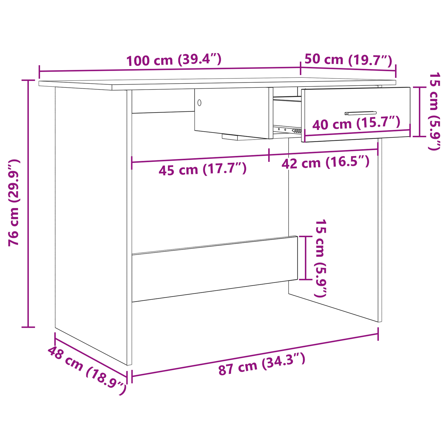 vidaXL Schreibtisch Artisan-Eiche 100 x 50 x 76 cm Holzwerkstoff