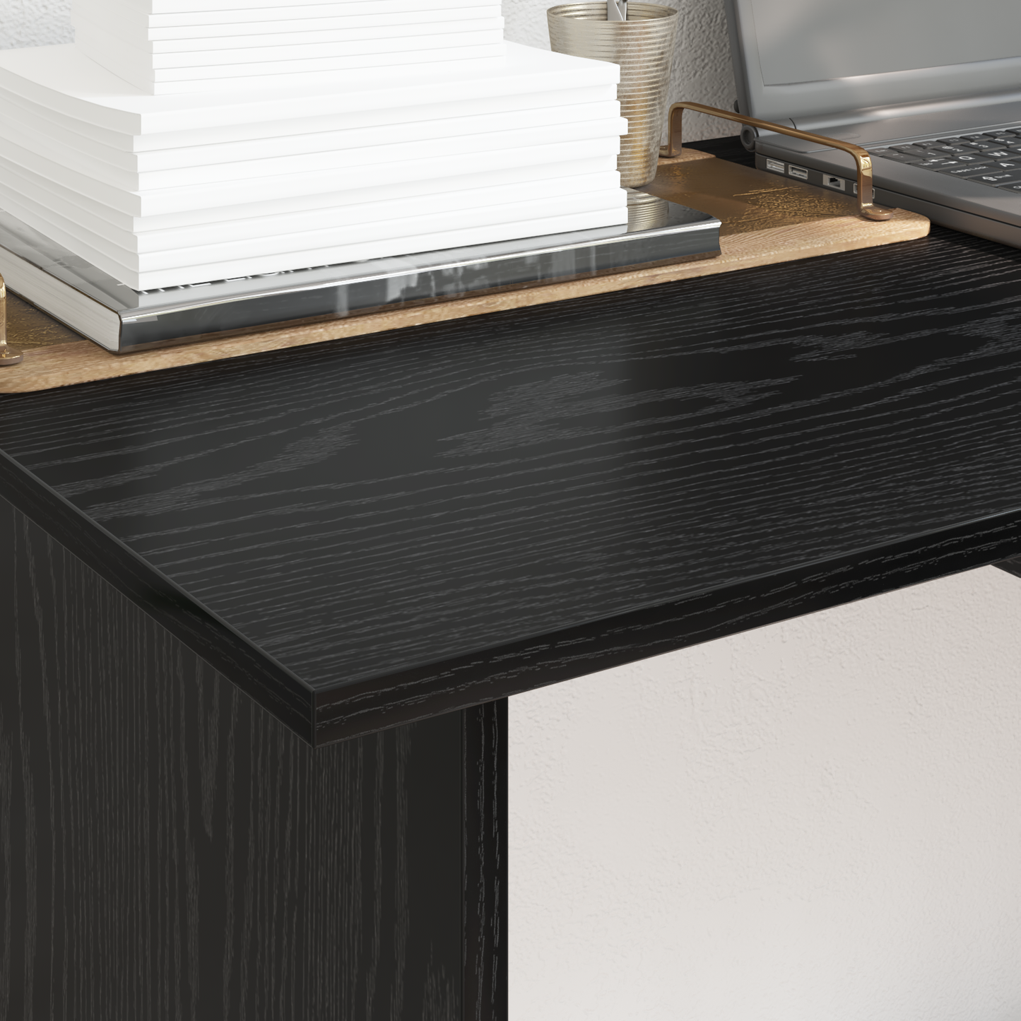 vidaXL Schreibtisch mit Speicher Schwarz Eichen-Optik 100 x 50 x 76 cm