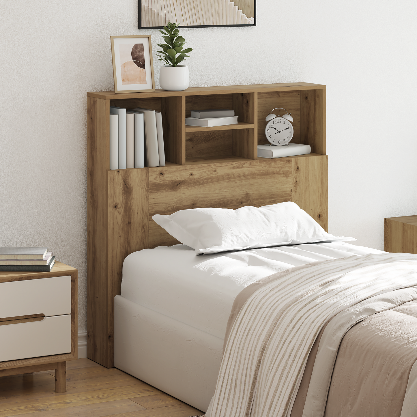vidaXL Kopfteil Schrank mit Regal Artisan-Eiche 100 x 19 x 103,5 cm