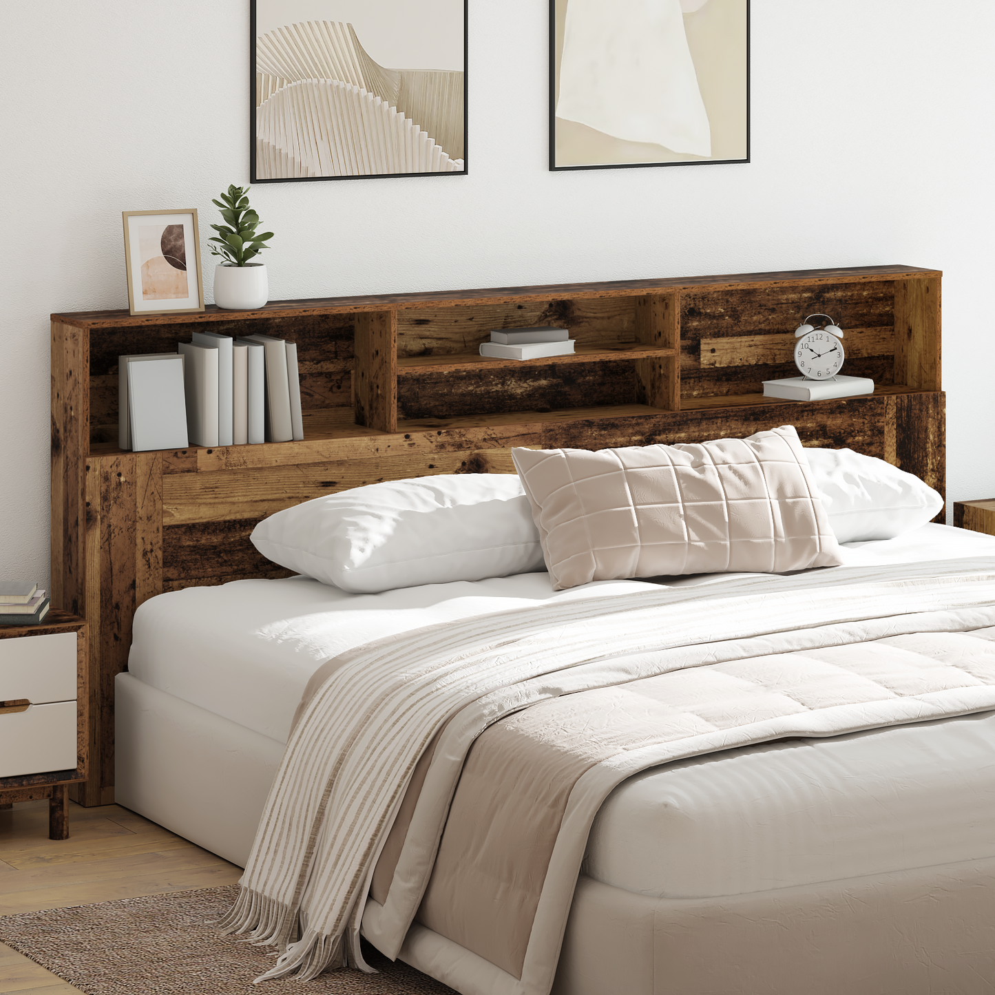 vidaXL Kopfteil Schrank Altholz 220 x 19 x 101,5 cm Holzwerkstoff