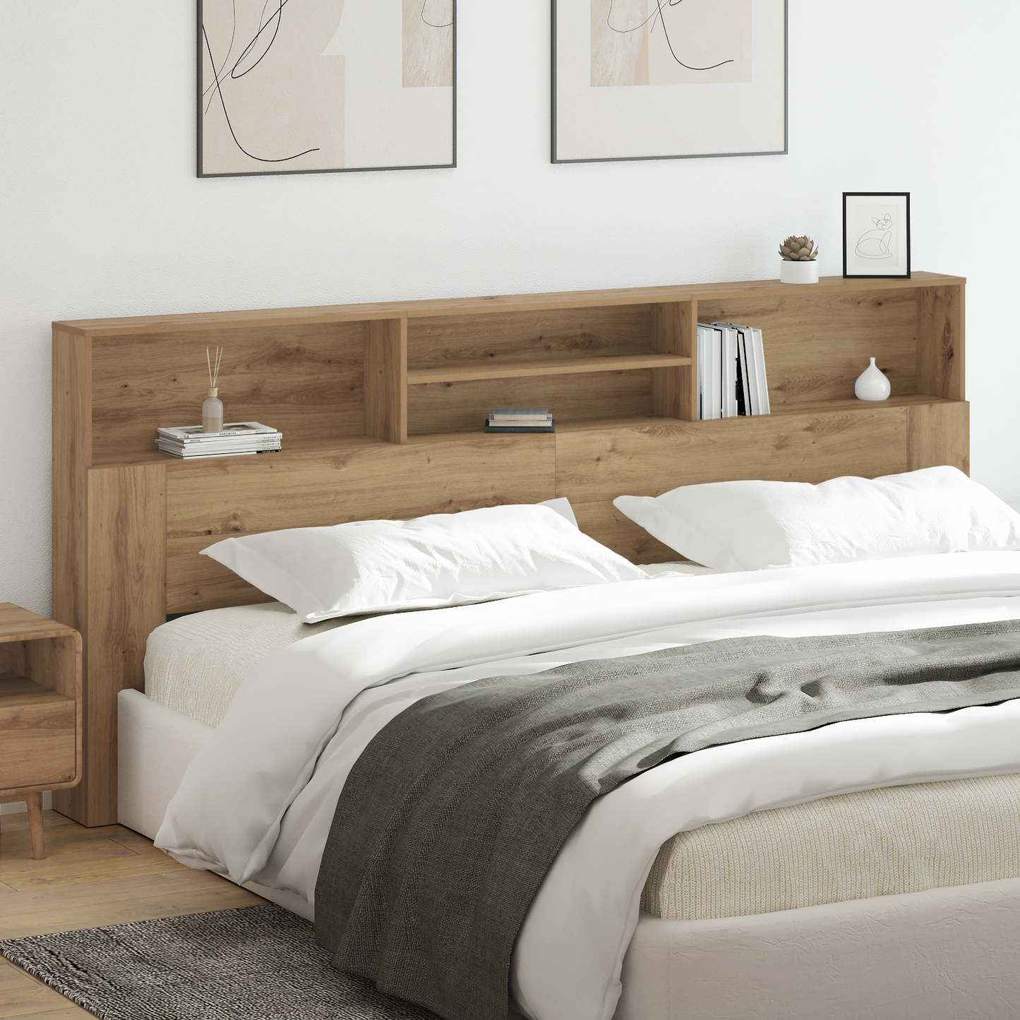 vidaXL Kopfteil Schrank mit Regal Artisan-Eiche 220 x 19 x 101,5 cm