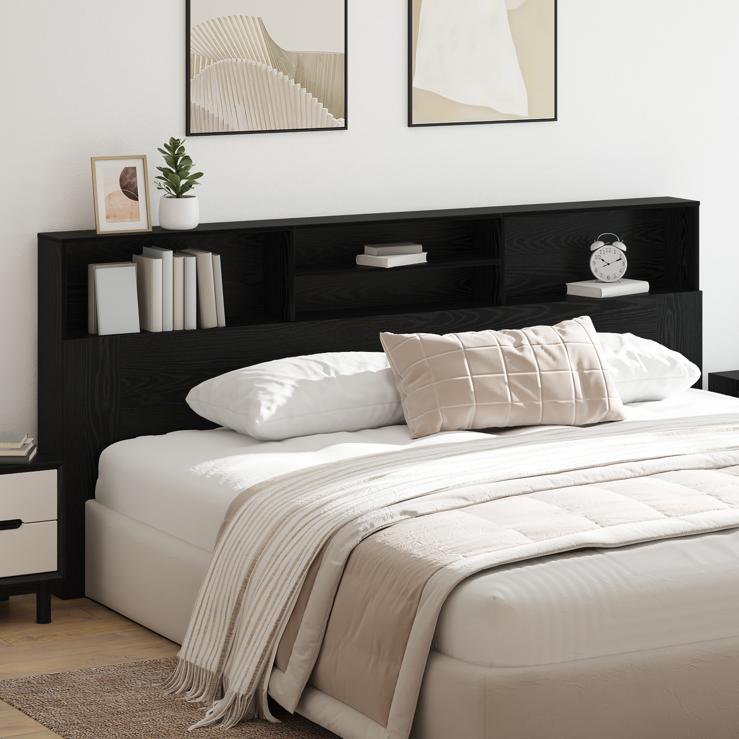 vidaXL Kopfteil Schrank Schwarz Eichen-Optik 220 x 19 x 101,5 cm