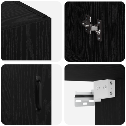 vidaXL Wandschrank Wandmontiert Schwarz Eichen-Optik 69,5 x 34 x 90 cm