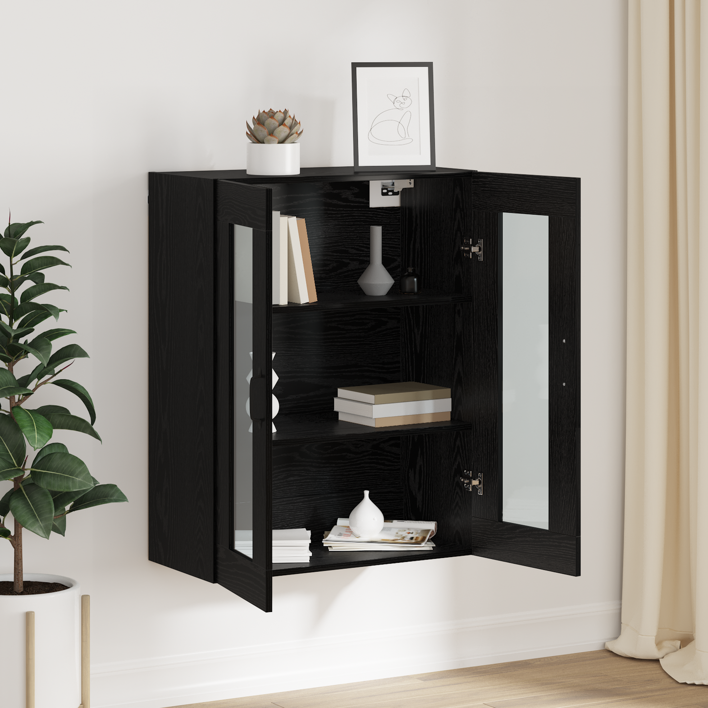 vidaXL Hängeschrank Schwarz 69.5 x 34 x 90 cm Holzwerkstoff