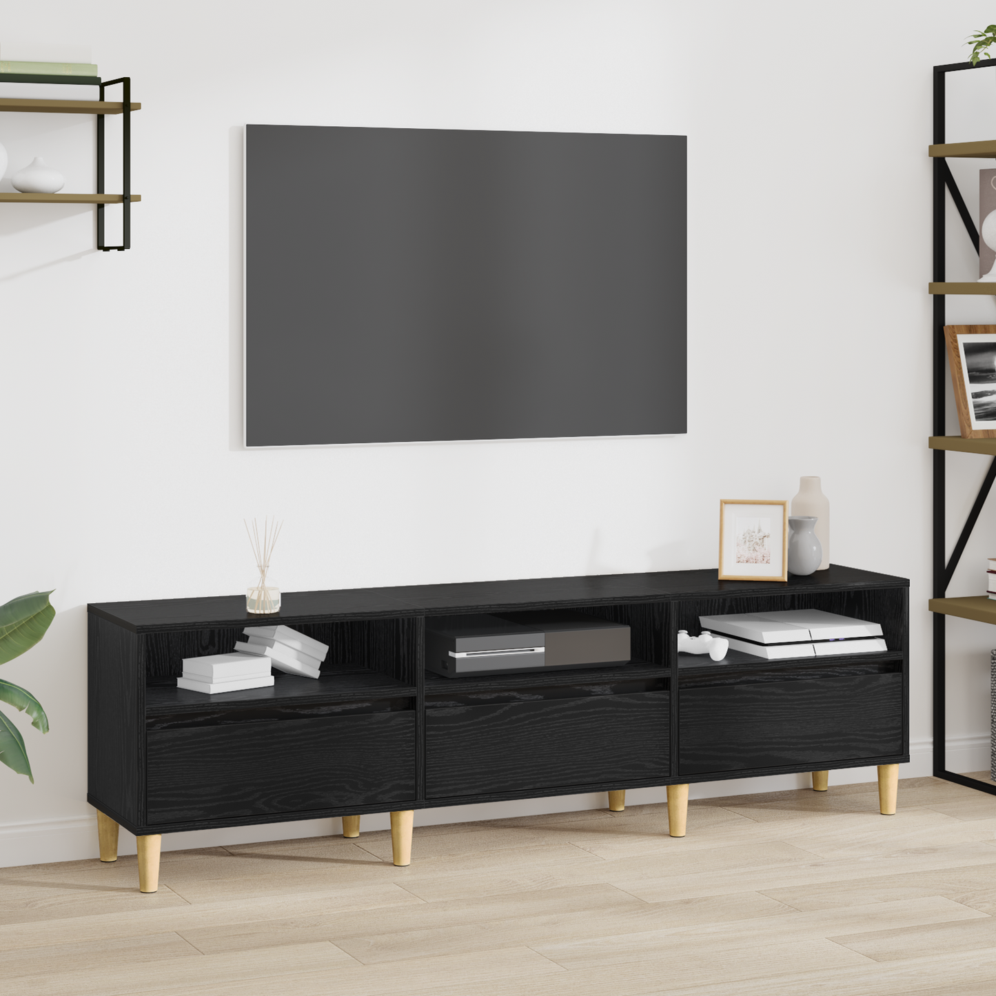 vidaXL TV-Schränk Schwarz Eichen-Optik 150 x 30 x 45 cm Holzwerkstoff