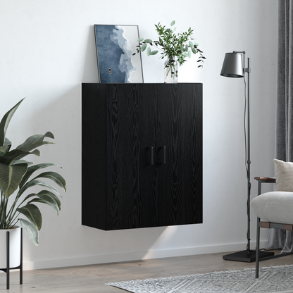 vidaXL Wandschrank Wandmontiert Schwarz Eichen-Optik 69,5 x 34 x 90 cm