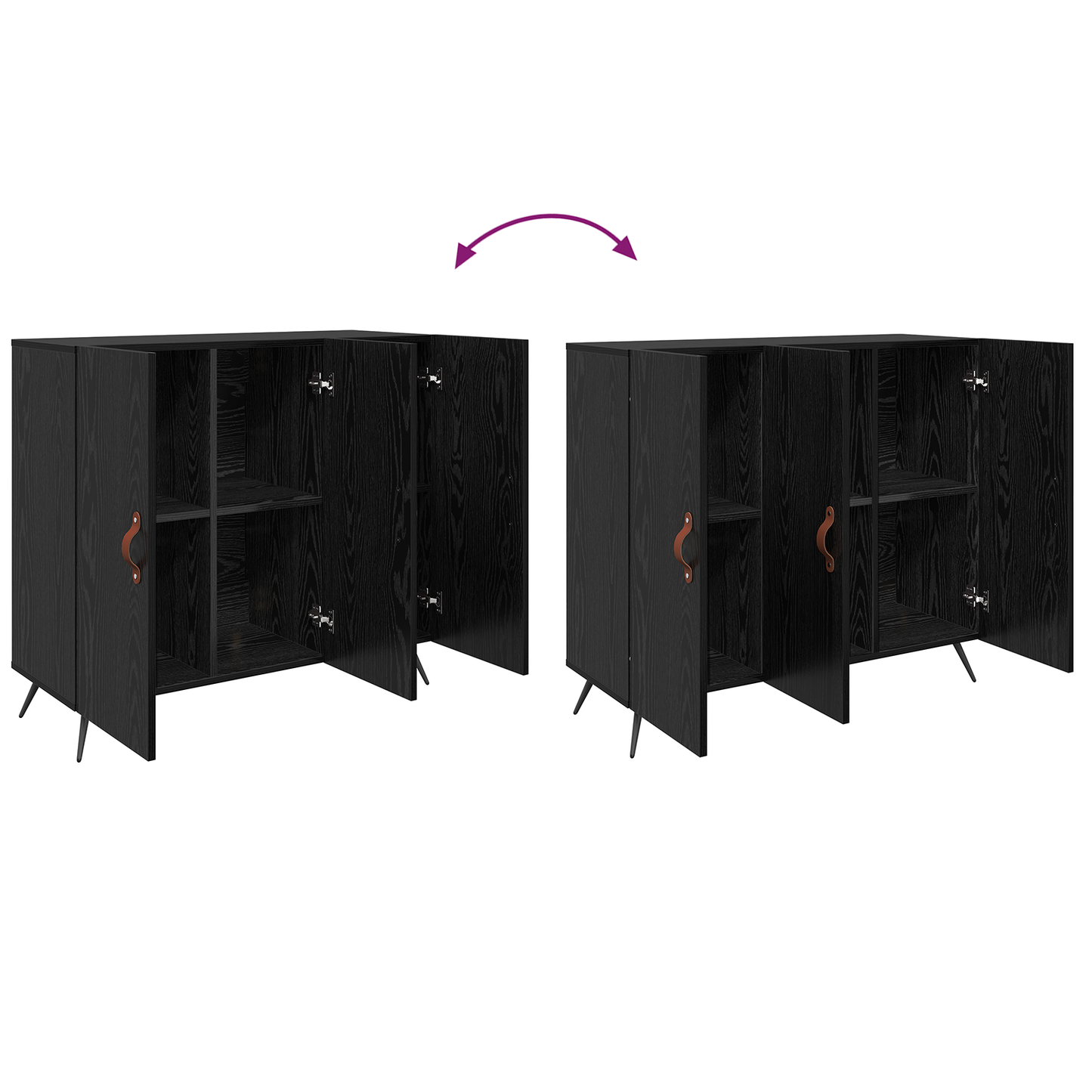vidaXL Sideboard Schwarz Eichen-Optik 89,5 x 34 x 80 cm Holzwerkstoff