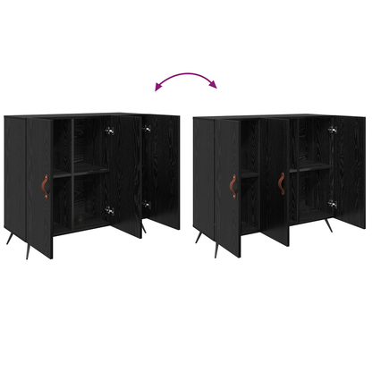vidaXL Sideboard Schwarz Eichen-Optik 89,5 x 34 x 80 cm Holzwerkstoff