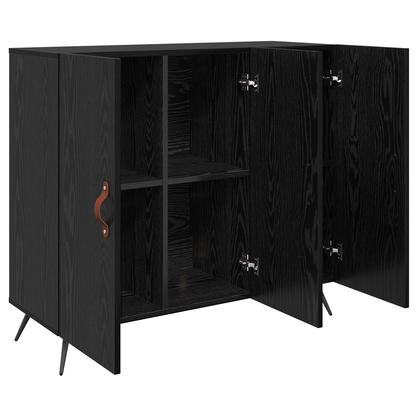vidaXL Sideboard Schwarz Eichen-Optik 89,5 x 34 x 80 cm Holzwerkstoff