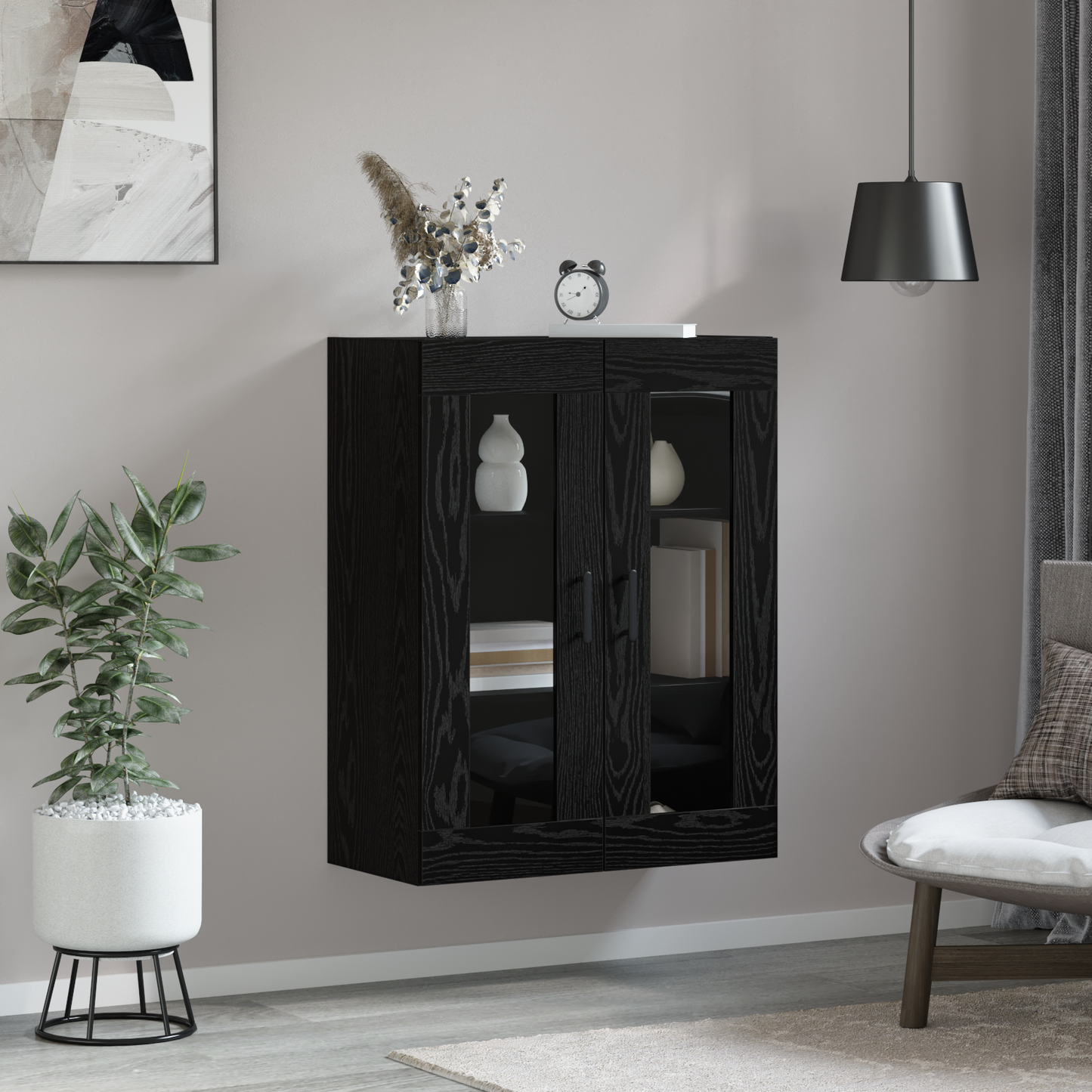 vidaXL Sideboard Schwarz Eichen-Optik 69,5 x 34 x 90 cm Holzwerkstoff