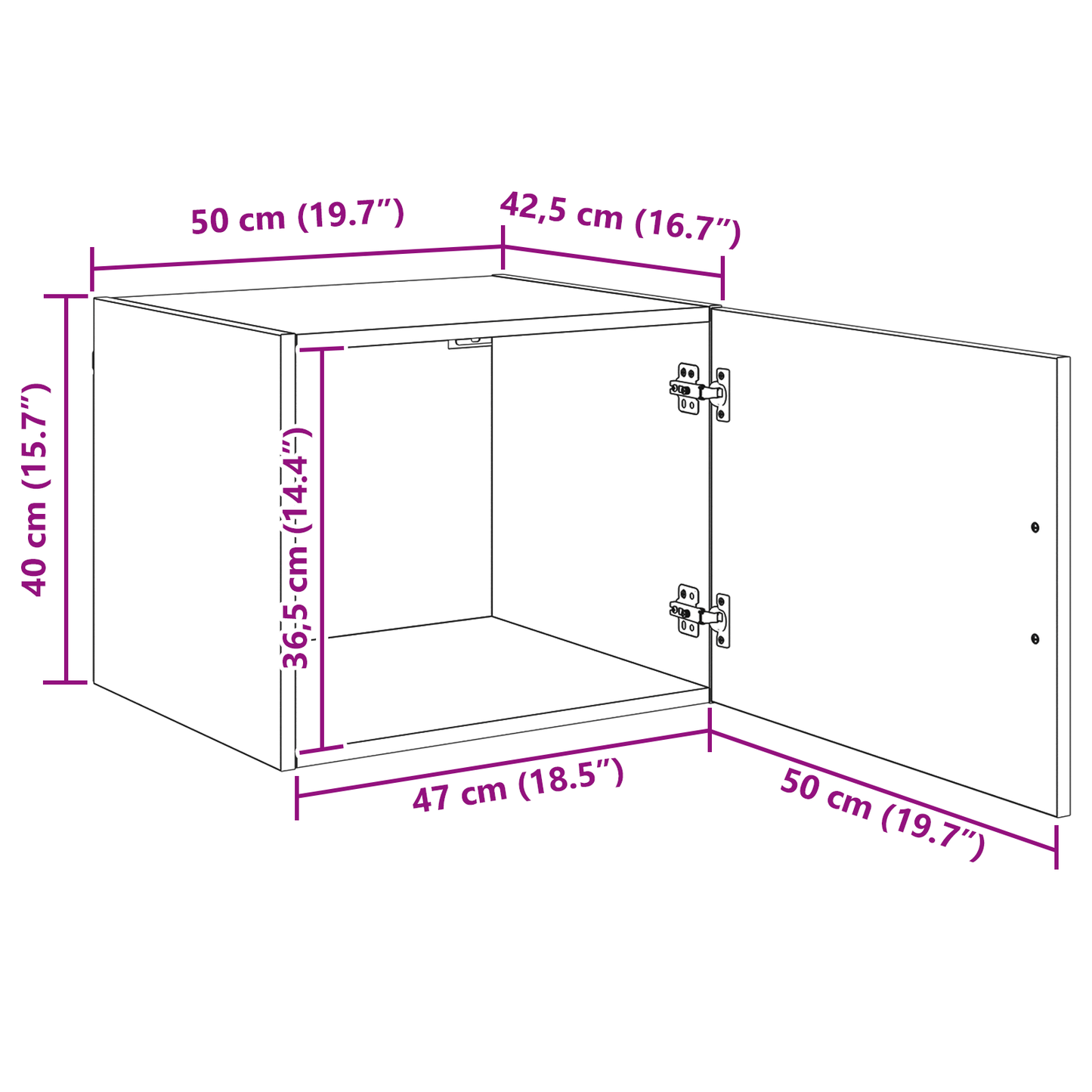 vidaXL Wandschrank Artisan-Eiche 50 x 42,5 x 40 cm Holzwerkstoff