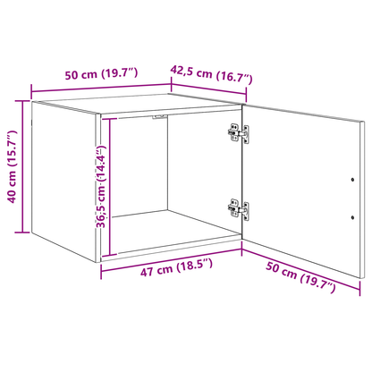 vidaXL Wandschrank Wandmontiert Schwarz Eichen-Optik 50 x 42,5 x 40 cm