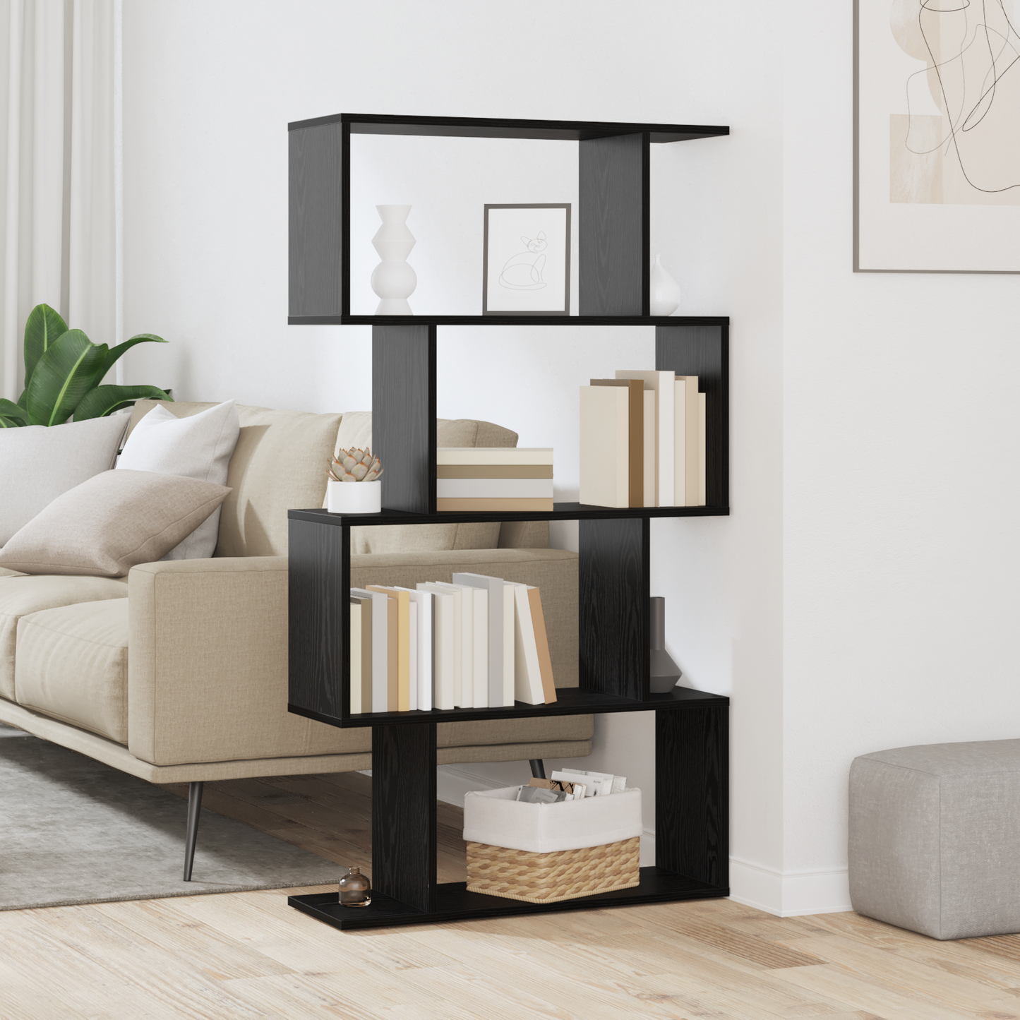 vidaXL Bücherregal Schwarz Eichen-Optik 70 x 24 x 129 cm Holzwerkstoff