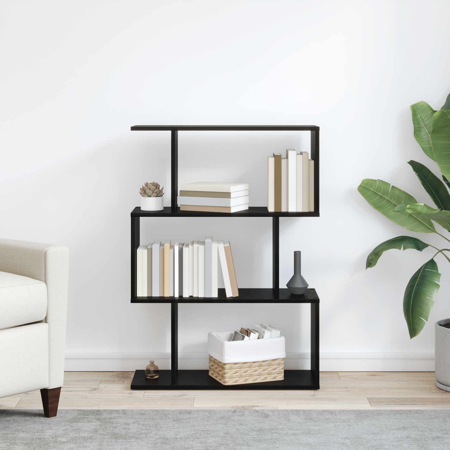 vidaXL Bücherregal Schwarz Eichen-Optik 70 x 24 x 97 cm Holzwerkstoff